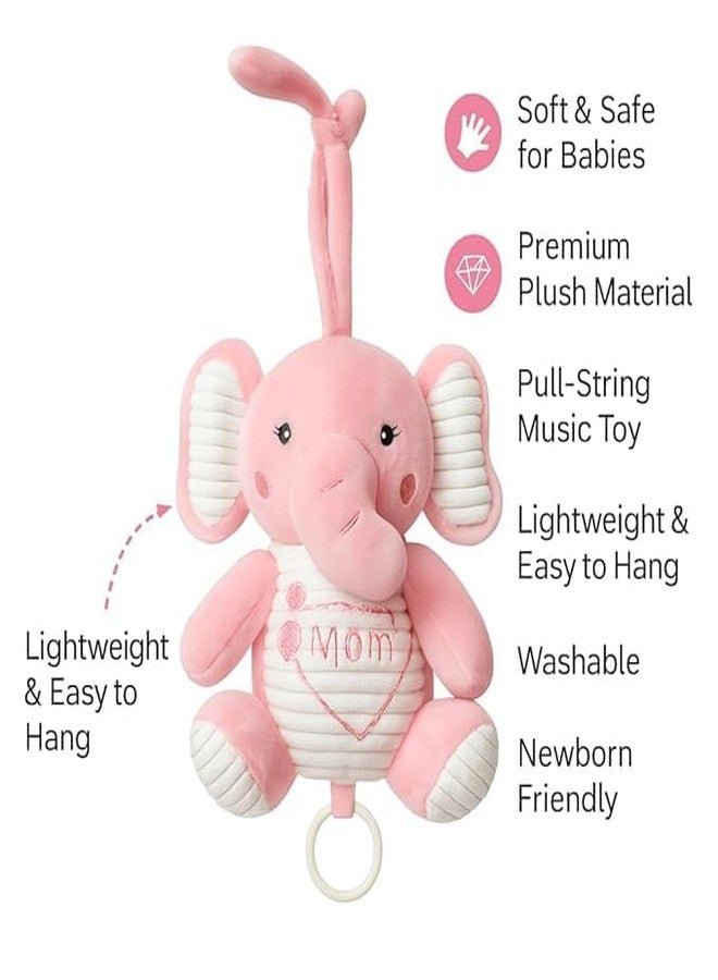 SMILE BABY Plush Hanging Toy Rattles for Crib and Stroller Keep Your Baby Entertained and Engaged. Soft, Colorful, and Safe, They Stimulate Sensory Development and are Perfect for Playtime Fun (PINK ELEPHANT) - Image 4